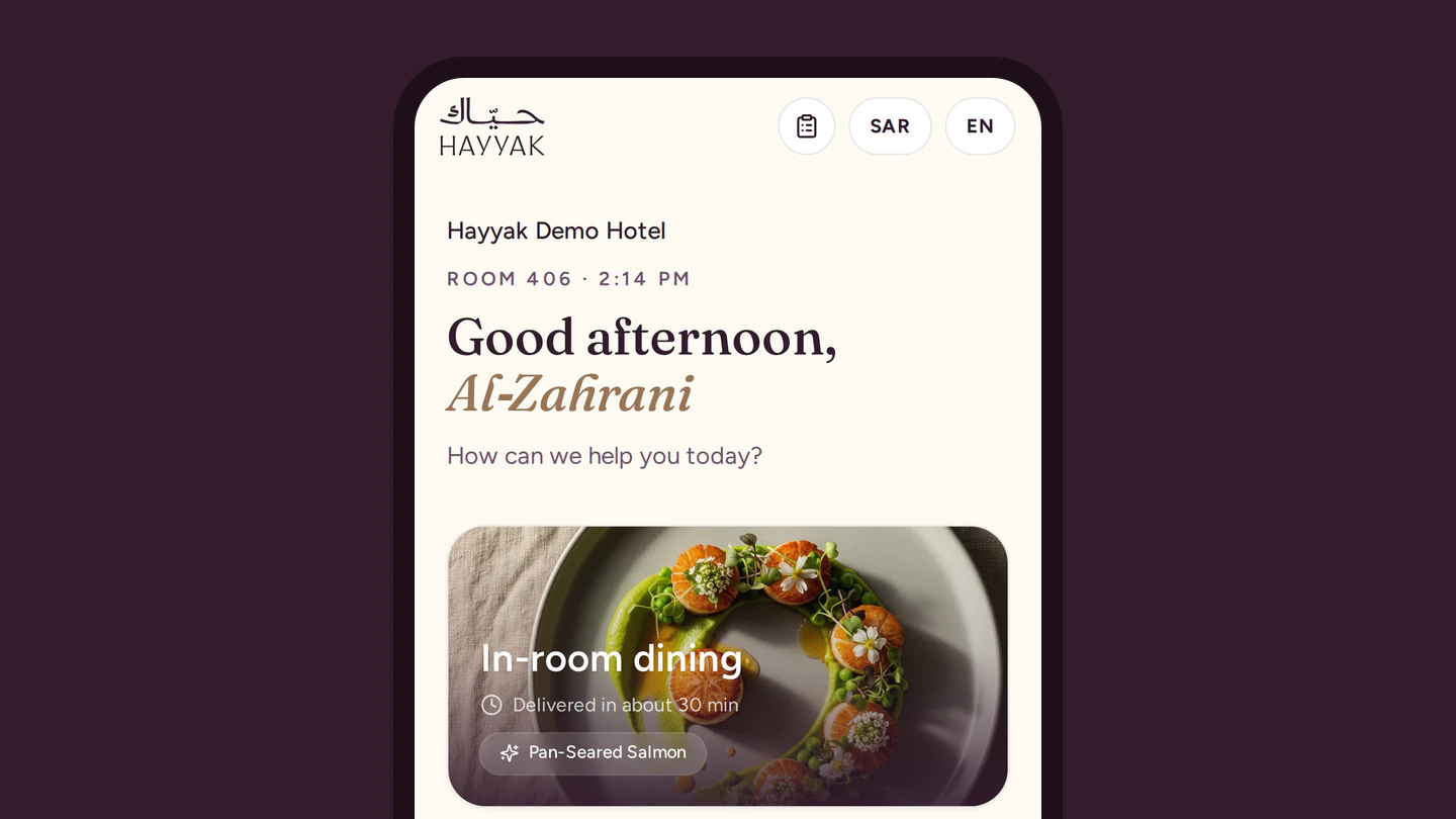 The Guest Companion home screen at a demo hotel
